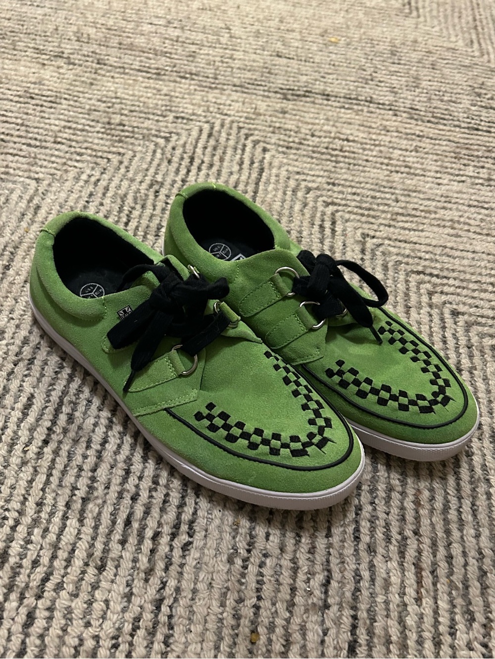 TUK Creeper Sneaker Men's Size 8 Green Black Suede Shoes Grunge Skate Punk
